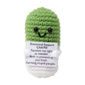 Emotional Support Chill Pill Plush Green Stress Relief Desk Buddy Funny Gift